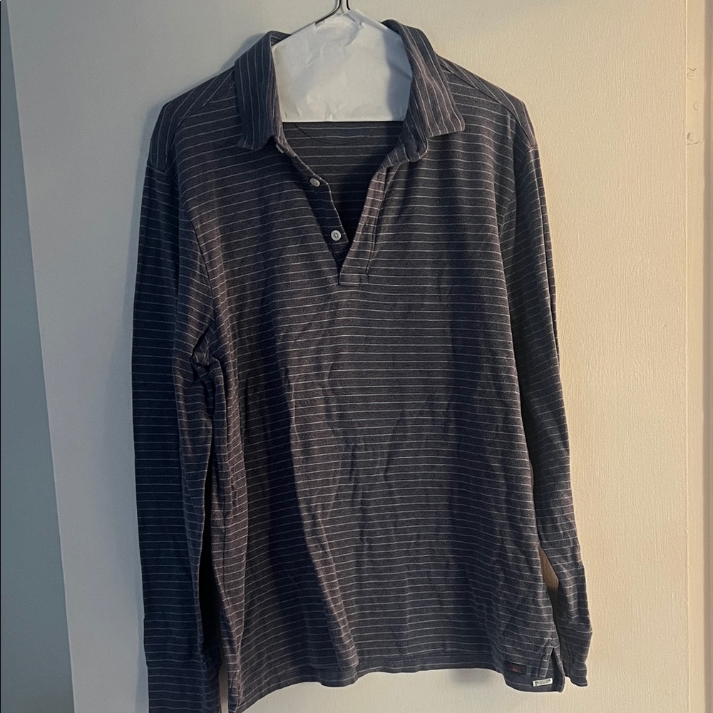 Faherty Men's Long Sleeve Shirt - Blue and White Stripes